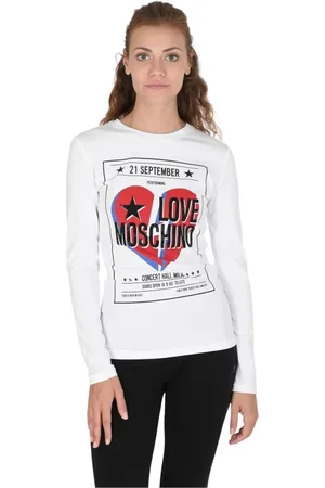 Moschino Top, Dame, Hvid, M, Bomuld, Langærmet top