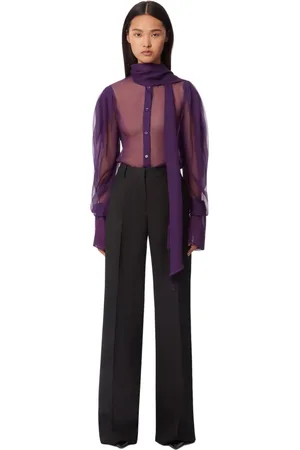 Nina Ricci Bukser, Dame, Sort, L, Uld, Uld Gabardine Straight Bukser