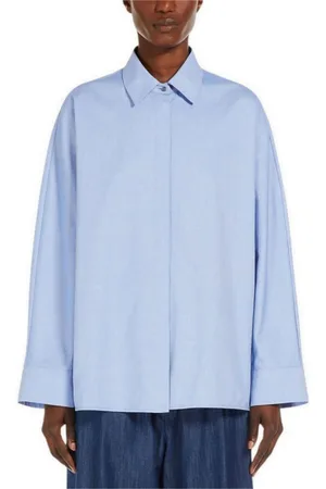 Max Mara Bluser & Skjorter, Dame, Blå, XS, Bomuld, Blå Oxford Bomulds Flared Skjorte