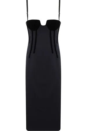 Sportmax Kjole, Dame, Blå, S, Uld, Uldkjole med fløjlsdetaljer