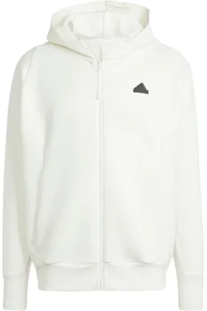 adidas Sweathshirts & Hoodies, Herre, Hvid, L, Uld, Premium Træningsjakke med Hætte og Fuld Lynlås