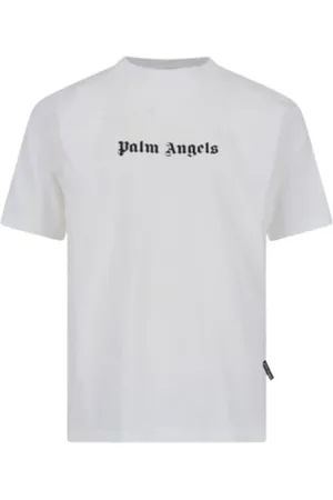 Palm Angels Top, Herre, Hvid, L, Bomuld, Logo Over T-Shirt