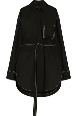 Sportmax Bluser & Skjorter, Dame, Sort, XS, Bomuld, Sort knap-op skjorte med lomme