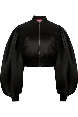 Nina Ricci Jakke, Dame, Sort, S, Satin, Sort Satin Bomberjakke
