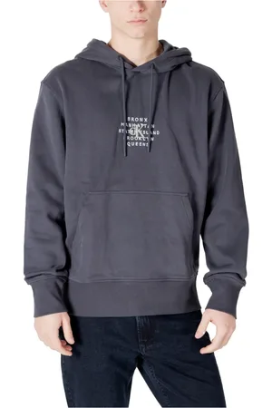 Calvin Klein Sweathshirts & Hoodies, Herre, Grå, S, Bomuld, Grå hættetrøje i bomuld med lomme