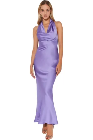 Norma Kamali Kjole, Dame, Lilla, XS, Polyester, Halter Maxi Kjole