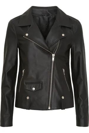 Notyz Jakke, Dame, Sort, L, Uld, Oversized Bikerjakke med sølvdetaljer