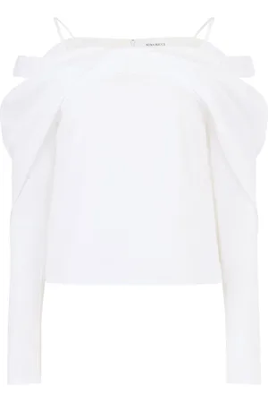 Nina Ricci Top, Dame, Hvid, XS, Uld, Off Shoulder Shirt