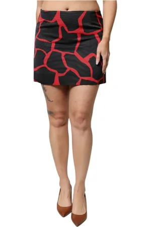 Dolce & Gabbana Nederdel, Dame, Flerfarvet, S, Bomuld, Abstrakt A-line Mini Nederdel med Lynlås i Ryggen