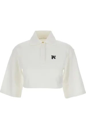 Palm Angels Top, Dame, Hvid, S, Bomuld, Monogram Cropped Polo