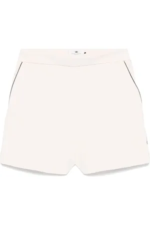 Elisabetta Franchi Shorts, Dame, Hvid, S, Polyester, Broderet Logo Side Pocket Shorts