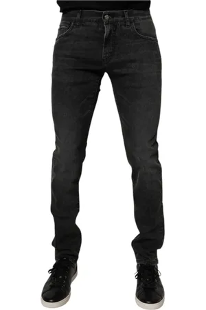 Dolce & Gabbana Jeans, Herre, Sort, 2XL, Denim, Sort Skinny Denim Jeans Lynlås Knap