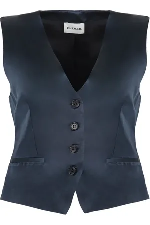 P.A.R.O.S.H. Jakke, Dame, Blå, L, Bomuld, V-hals Enkeltradet Vest