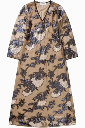Munthe Kjole, Dame, , XS, Polyester, Blomsterbroderet Midi Kjole
