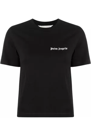 Palm Angels Top, Dame, Sort, S, Bomuld, Sort T-shirt med logo print
