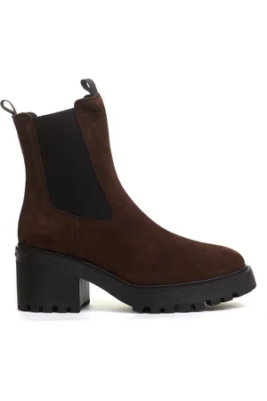 Hogan Sko, Dame, Brun, 36 1/2 EU, Suede, Brune Suede Ankelstøvler