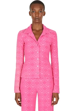Marine Serre Bluser & Skjorter, Dame, Lyserød, S, Bomuld, Moon Diamant Jacquard Skjorte