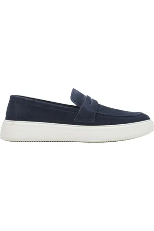 Estro Sko, Herre, Blå, 44 EU, Navyblå ægte velour slip-on loafers