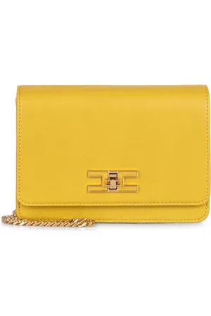 Elisabetta Franchi Taske, Dame, Gul, ONE SIZE, Uld, Elegant Skuldertaske med Drejelås