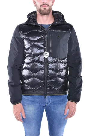 Blauer Jakke, Herre, Sort, XL, Nylon, Monokromatisk Nylon Puffer Jakke