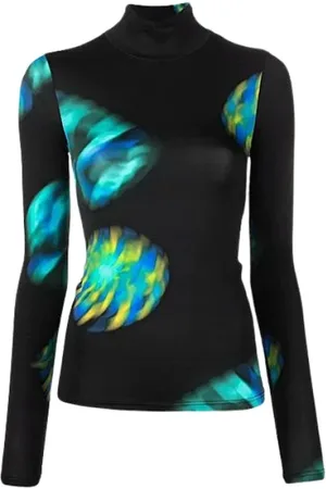 Nina Ricci Top, Dame, Sort, XS, Printet High Neck Parachute Top