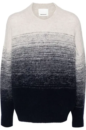 Isabel Marant Strik, Herre, Blå, M, Uld, Blå Gradient Crew Neck Sweater