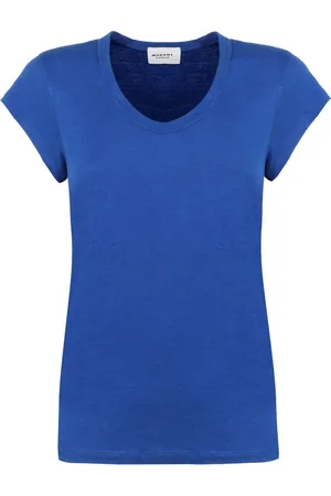 Isabel Marant Top, Dame, Blå, M, Linned, Linned V-hals T-shirt