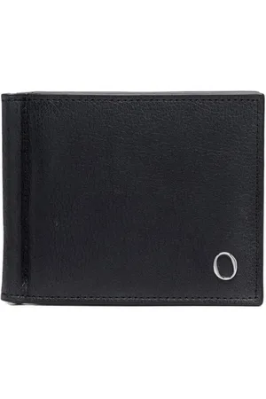 Orciani Tilbehør, Dame, Sort, ONE SIZE, Læder, Sort læder bi-fold pung med logo plaque
