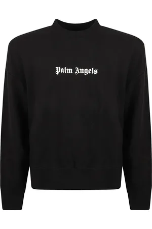 Palm Angels Sweathshirts & Hoodies, Herre, Sort, M, Bomuld, Klassisk Logo Crewneck Sweater