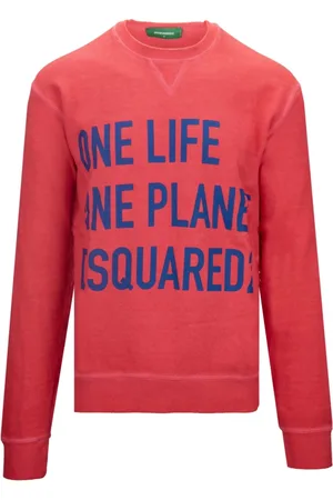 Dsquared2 Sweathshirts & Hoodies, Herre, Rød, XL, Bomuld, Pullover Sweatshirt med ribkant