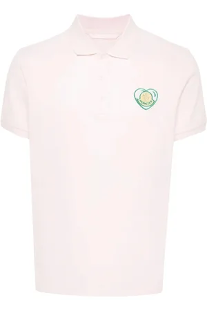 Moncler Top, Herre, Lyserød, L, Bomuld, Rose Hjerte Logo Bomuldspolo