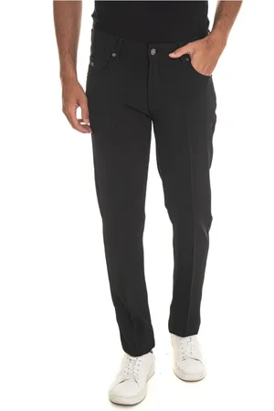 Emporio Armani Bukser, Herre, Sort, W40, Polyester, Stretch 5-Pocket Bukser med Ørnelogo