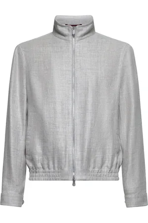 Brunello Cucinelli Sweathshirts & Hoodies, Herre, Grå, XL, Uld, Linen Wool Silk Jakke