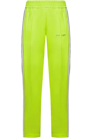 Palm Angels Bukser, Herre, Grøn, L, Fluorescerende gule joggingbukser med striber