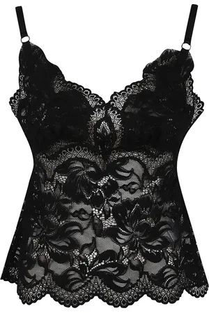 Paco rabanne Top, Dame, Sort, M, Lace V-Neck Tank Top