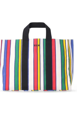 Msgm Taske, Dame, Flerfarvet, ONE SIZE, Bomuld, Stribet bomuldstote bag