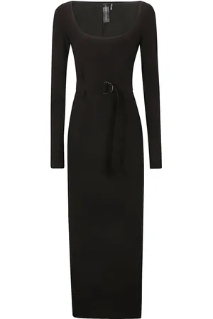 Norma Kamali Kjole, Dame, Sort, M, Polyester, Sort Side Slids Kjole