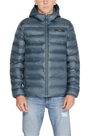 Calvin Klein Jakke, Herre, Blå, L, Uld, Blå Hættet Lynlås Jakke