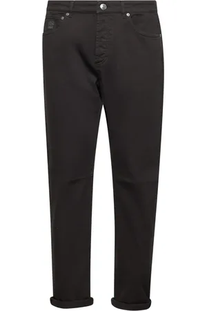 Brunello Cucinelli Jeans, Herre, Brun, 2XL, Bomuld, Brune Jeans med Asymmetrisk Knaplukning