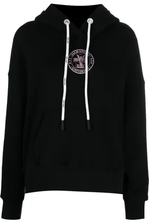 Palm Angels Sweathshirts & Hoodies, Dame, Sort, S, Bomuld, College Logo-Print Hættetrøje
