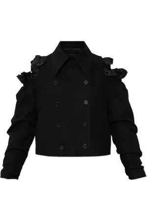 Comme des Garçons Jakke, Dame, Sort, M, Uld, Dobbeltspændt jakke med slidser