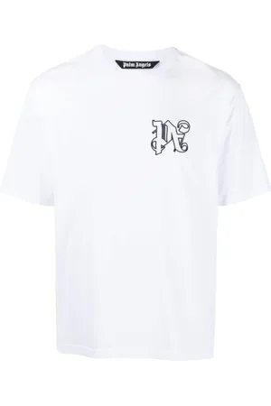 Palm Angels Top, Herre, Hvid, L, Bomuld, Monogram Hvid Bomulds T-shirt