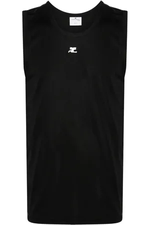 Courrèges Top, Dame, Sort, L, Tyl, Ribstrikket Tanktop