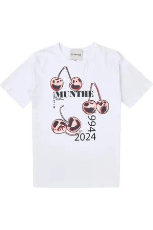 Munthe Top, Dame, Hvid, M, Bomuld, Elegant Grafik Jubilæums Print T-shirt