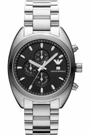 Emporio Armani Tilbehør, Herre, Grå, ONE SIZE, Rustfrit stål sølvbelagt ur