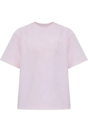 Ganni Top, Dame, Lyserød, M, Uld, Heavy Cotton Drop Shoulder Hjerte T-shirt