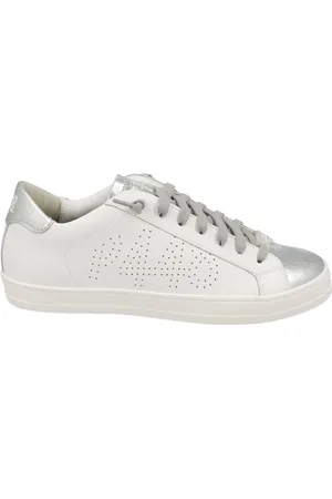 P448 Sko, Dame, Hvid, 37 EU, Læder, Hvide sneakers med sølvdetaljer