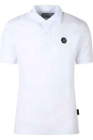 Philipp Plein Top, Herre, Hvid, L, Bomuld, Hexagon Polo Skjorte