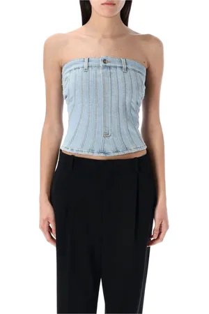 MUGLER Top, Dame, Blå, XS, Denim, Denim Corset Topwear