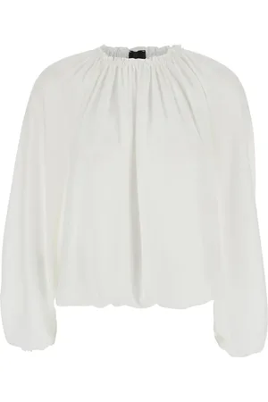 Plaîn Units Bluser & Skjorter, Dame, Hvid, XS, Uld, Hvid Top med Dropped Skuldre